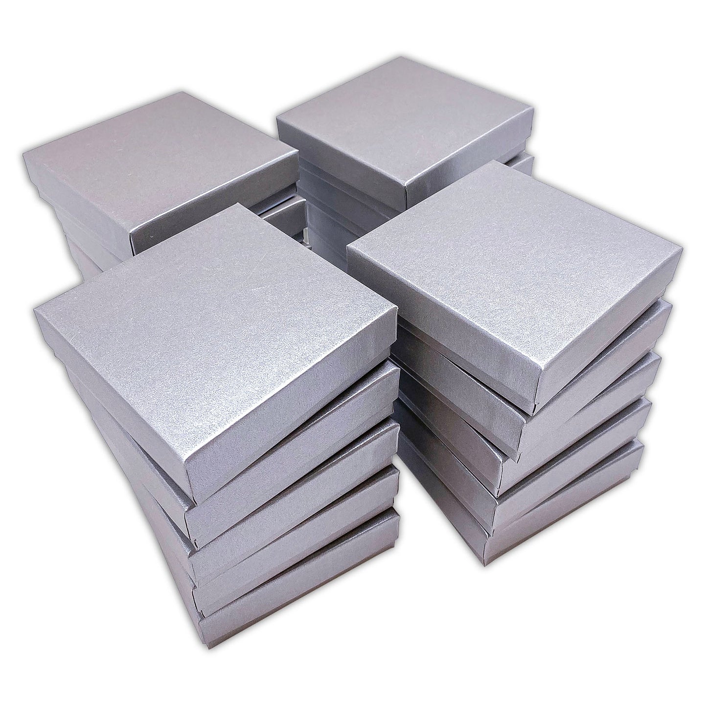3 1/2" x 3 1/2" x 1" Pearl Gray Cotton Filled Paper Box