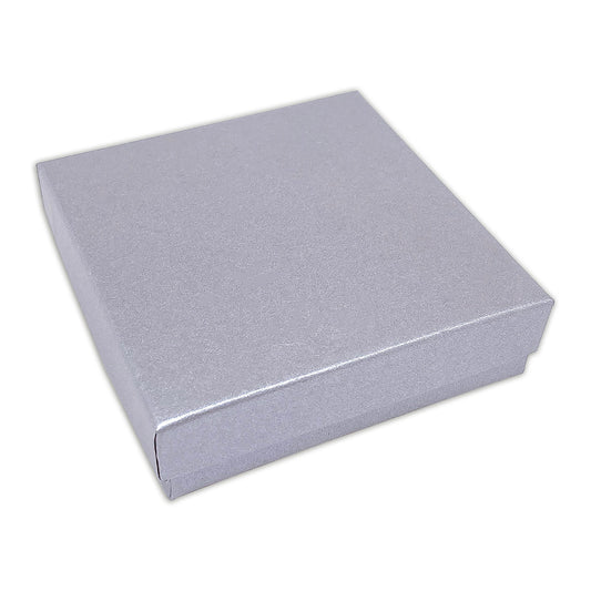 3 1/2" x 3 1/2" x 1" Pearl Gray Cotton Filled Paper Box