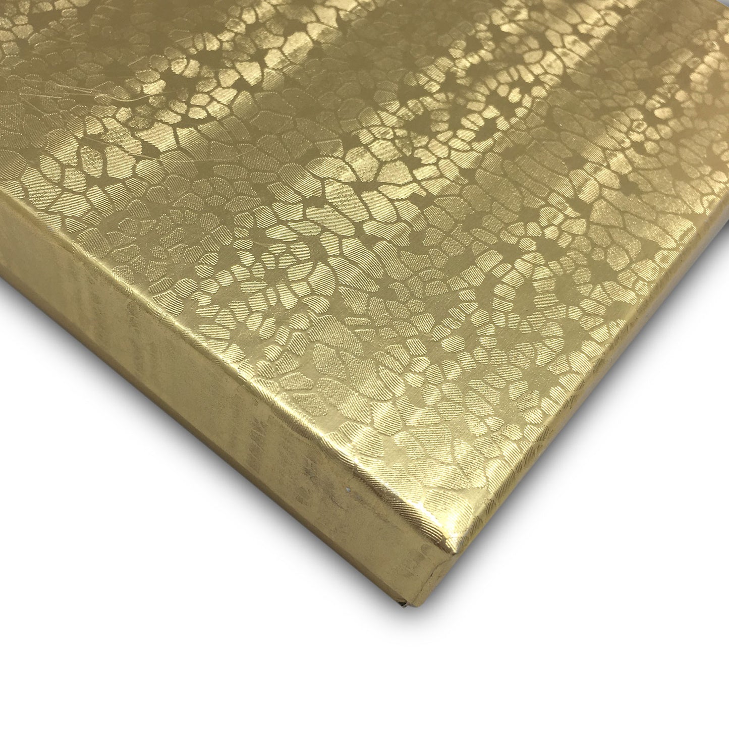 3 1/2" x 3 1/2" x 1" Gold Cotton Filled Paper Box