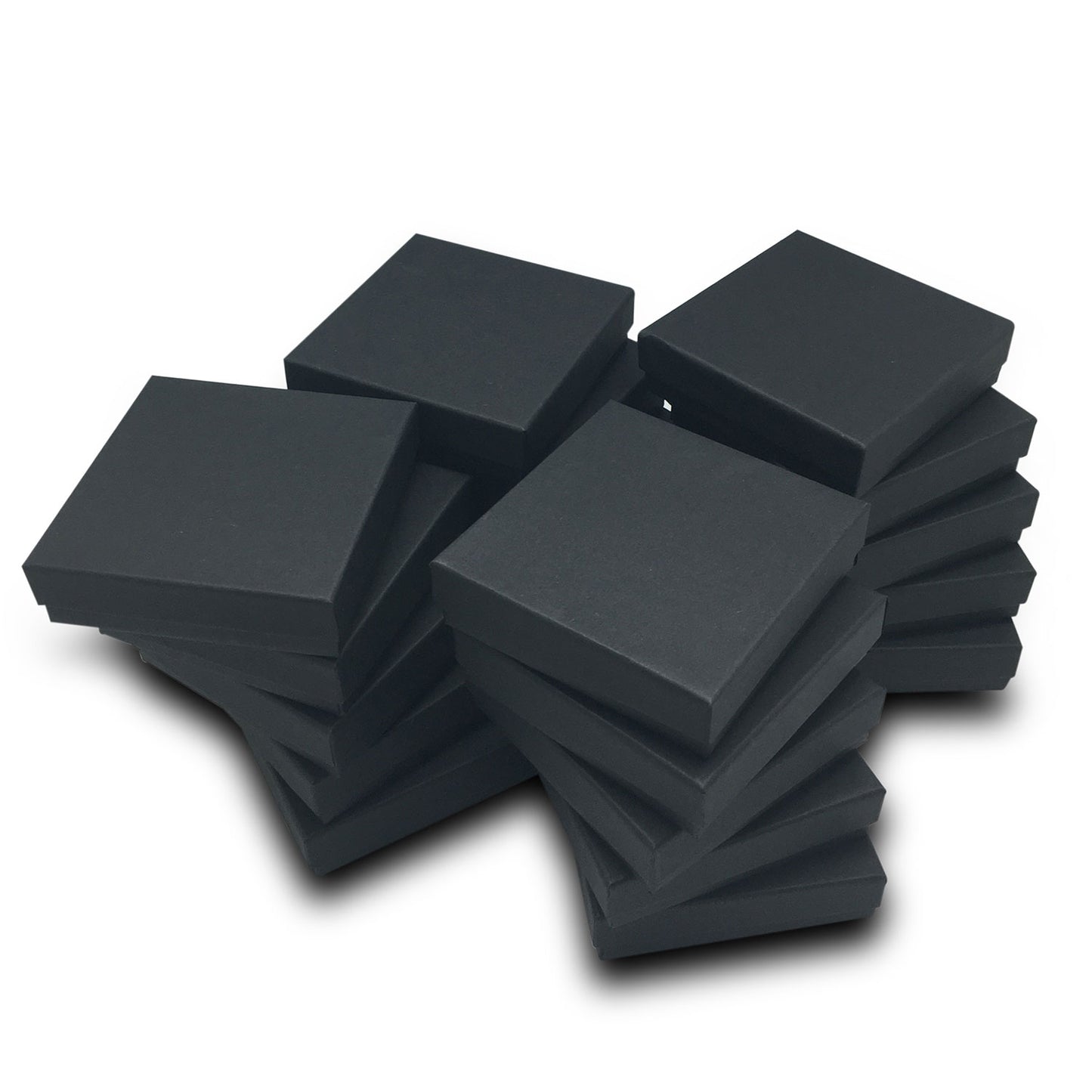 3 1/2" x 3 1/2" x 1" Black Cotton Filled Paper Box