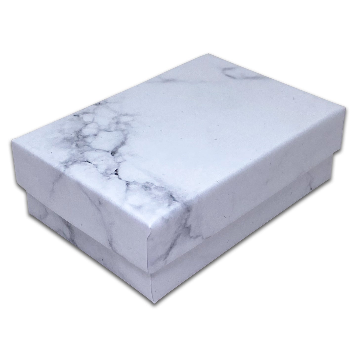 3 1/4" x 2 1/4" White Marble Pendant Paper Box with Black Foam Insert