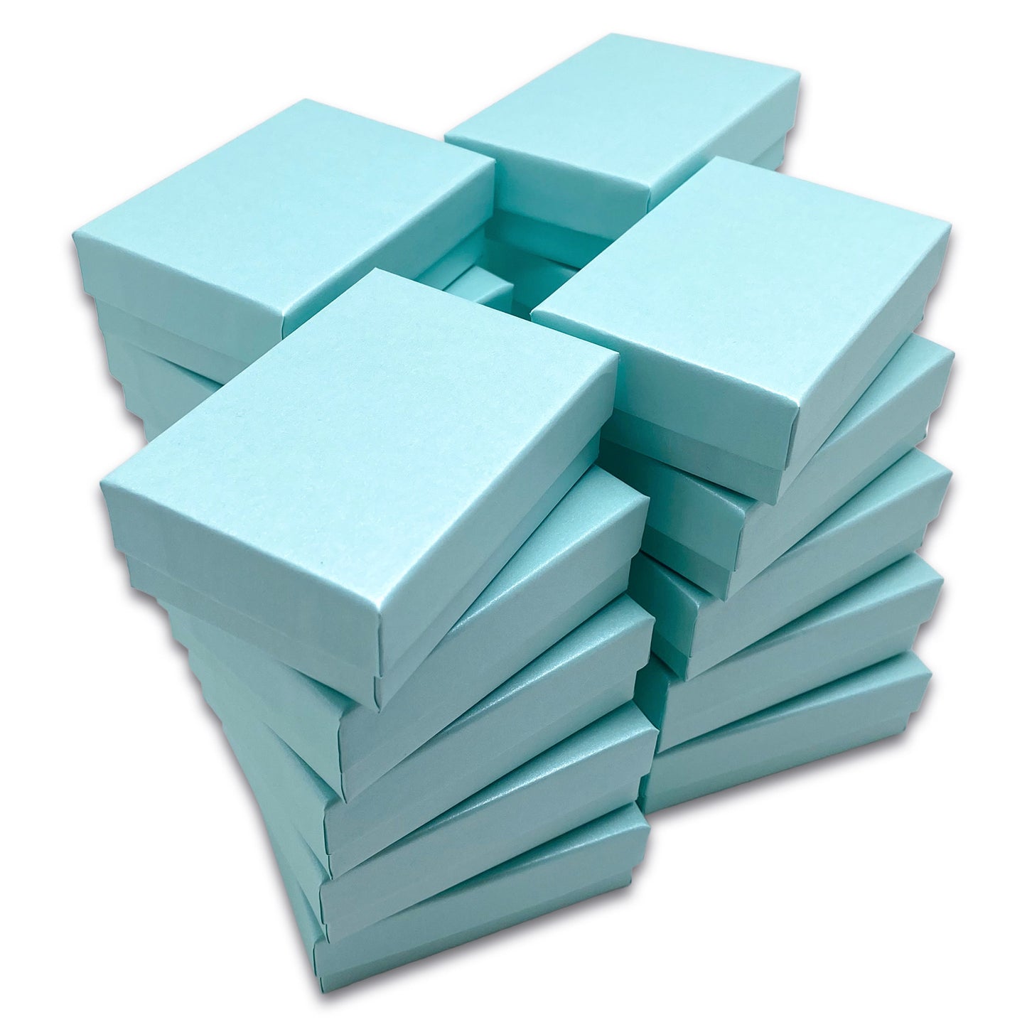 3 1/4" x 2 1/4" x 1" Light Pearl Teal Cotton Filled Paper Box