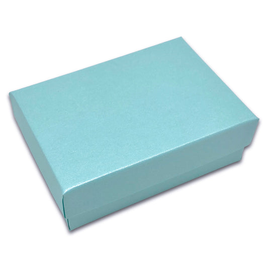 3 1/4" x 2 1/4" x 1" Light Pearl Teal Cotton Filled Paper Box