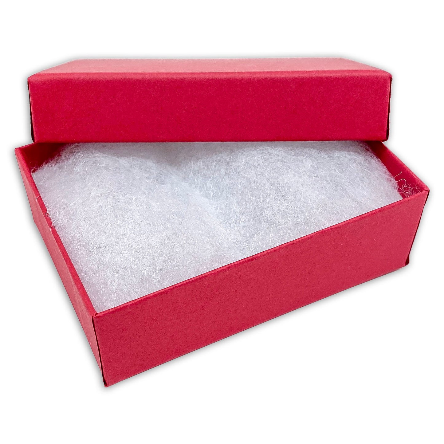 3 1/4" x 2 1/4" x 1" Matte Red Cotton Filled Paper Box