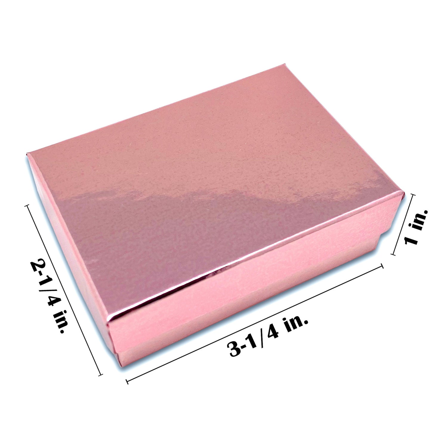 3 1/4" x 2 1/4" x 1" Metallic Rose Gold Cotton Filled Paper Box