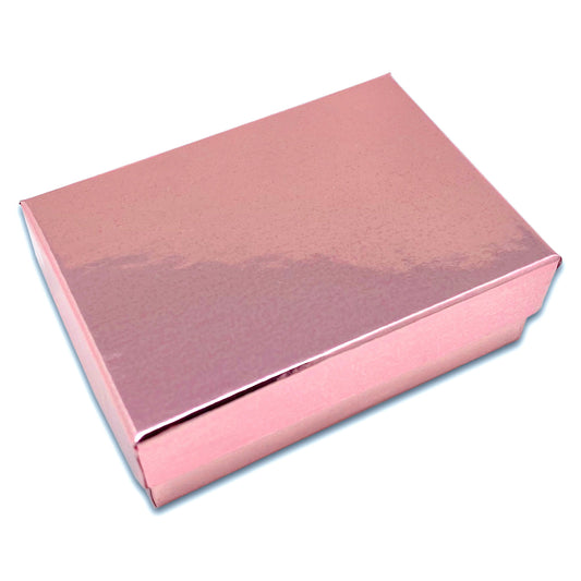 3 1/4" x 2 1/4" x 1" Metallic Rose Gold Cotton Filled Paper Box