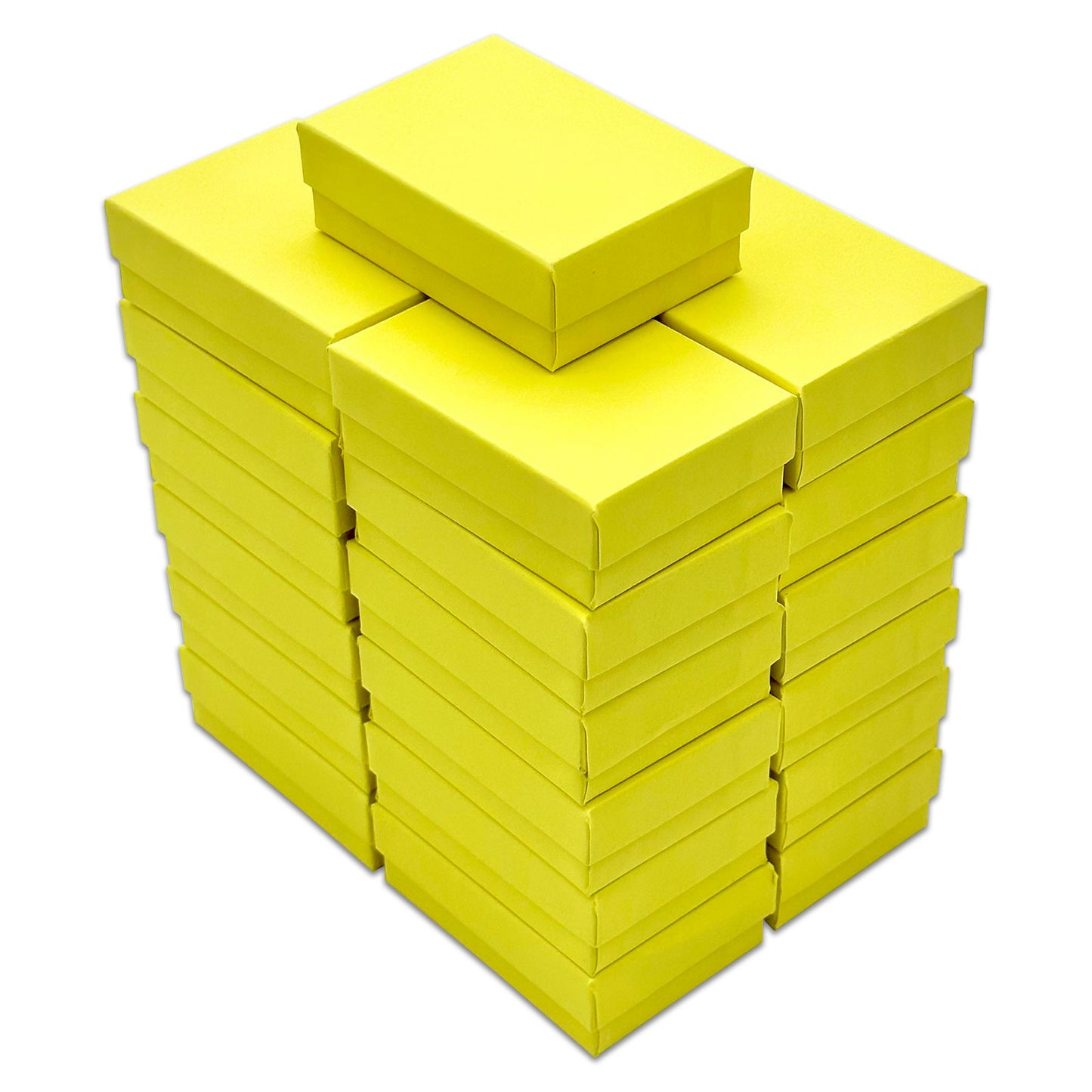 3 1/4" x 2 1/4" x 1" Mustard Yellow Cotton Filled Paper Box