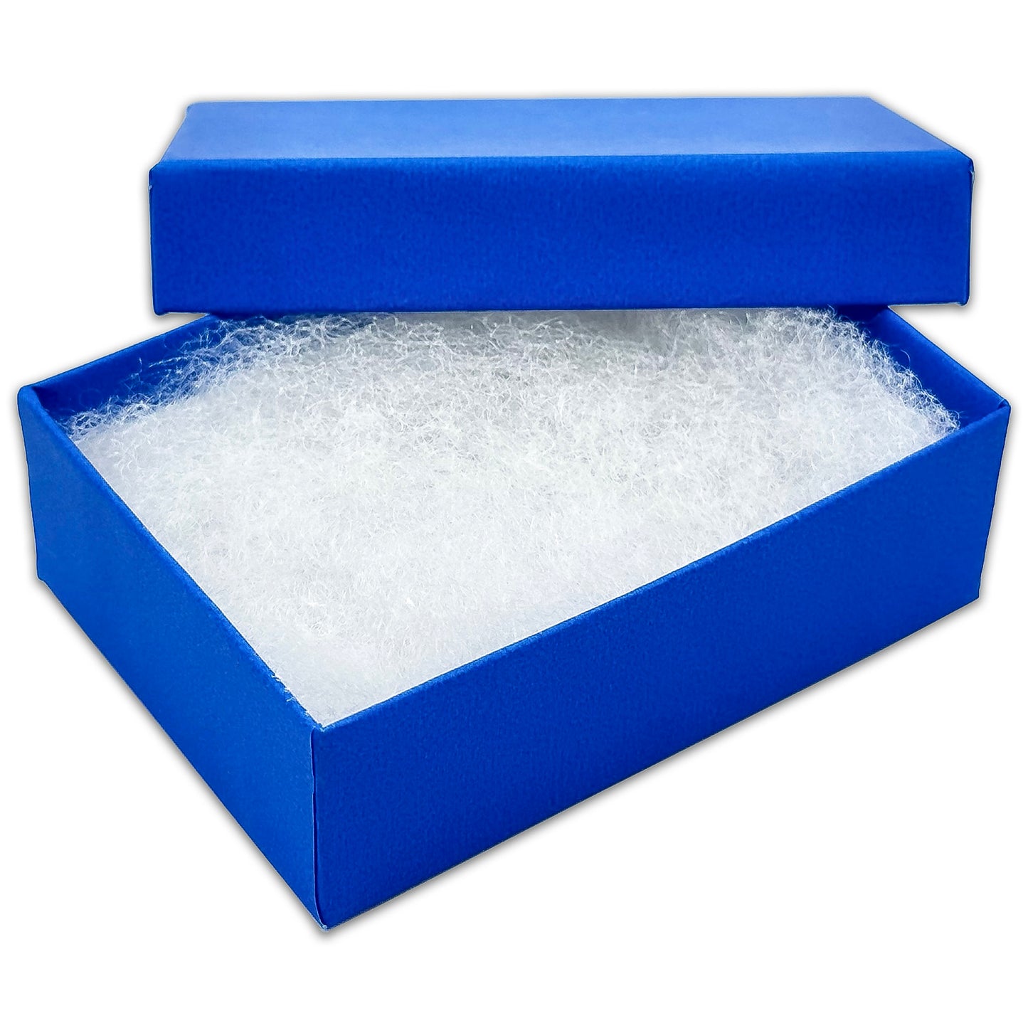 3 1/4" x 2 1/4" x 1" Neon Blue Cotton Filled Paper Box