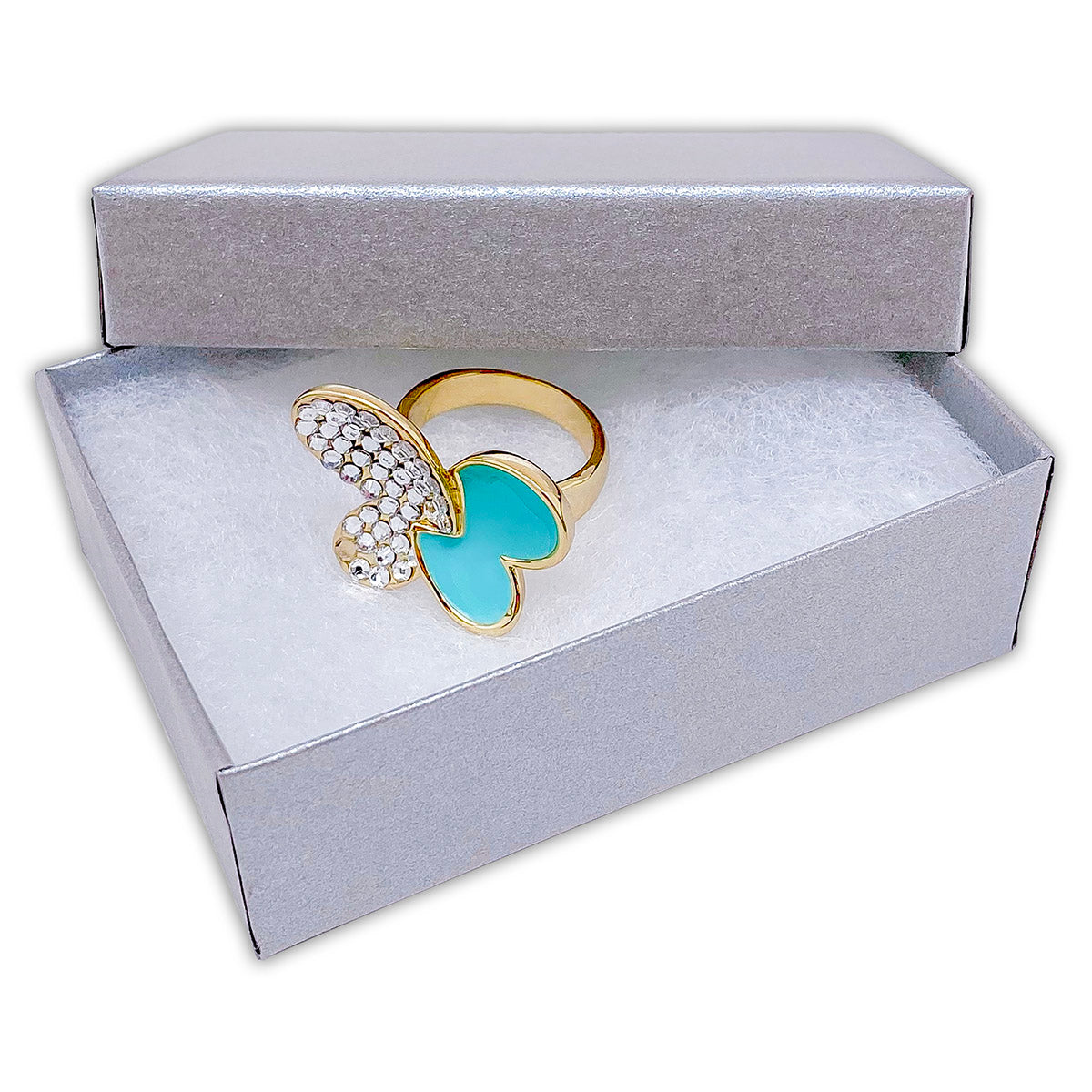 3 1/4" x 2 1/4" x 1" Pearl Gray Cotton Filled Paper Box