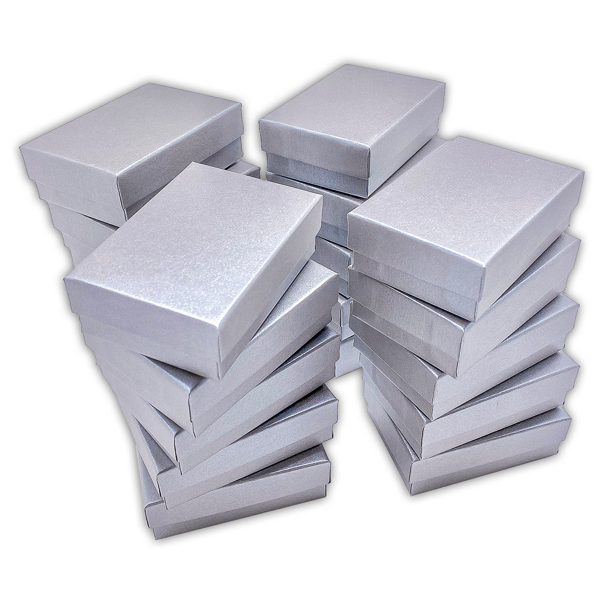 3 1/4" x 2 1/4" x 1" Pearl Gray Cotton Filled Paper Box