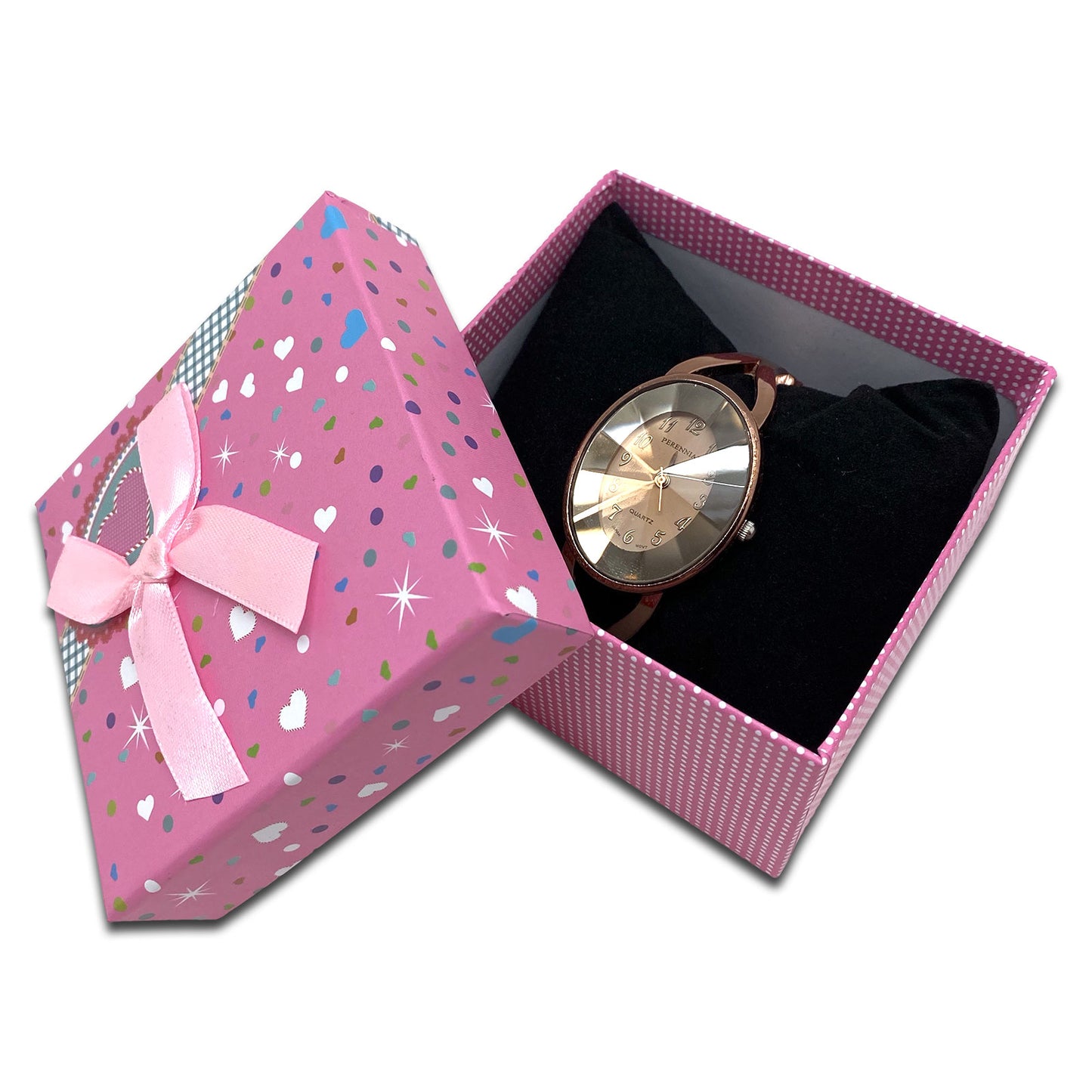 3 1/4" x 3 1/4" 6-Pack of Assorted Color Cardboard Watch Bracelet Ribbon Bow Jewelry Boxes