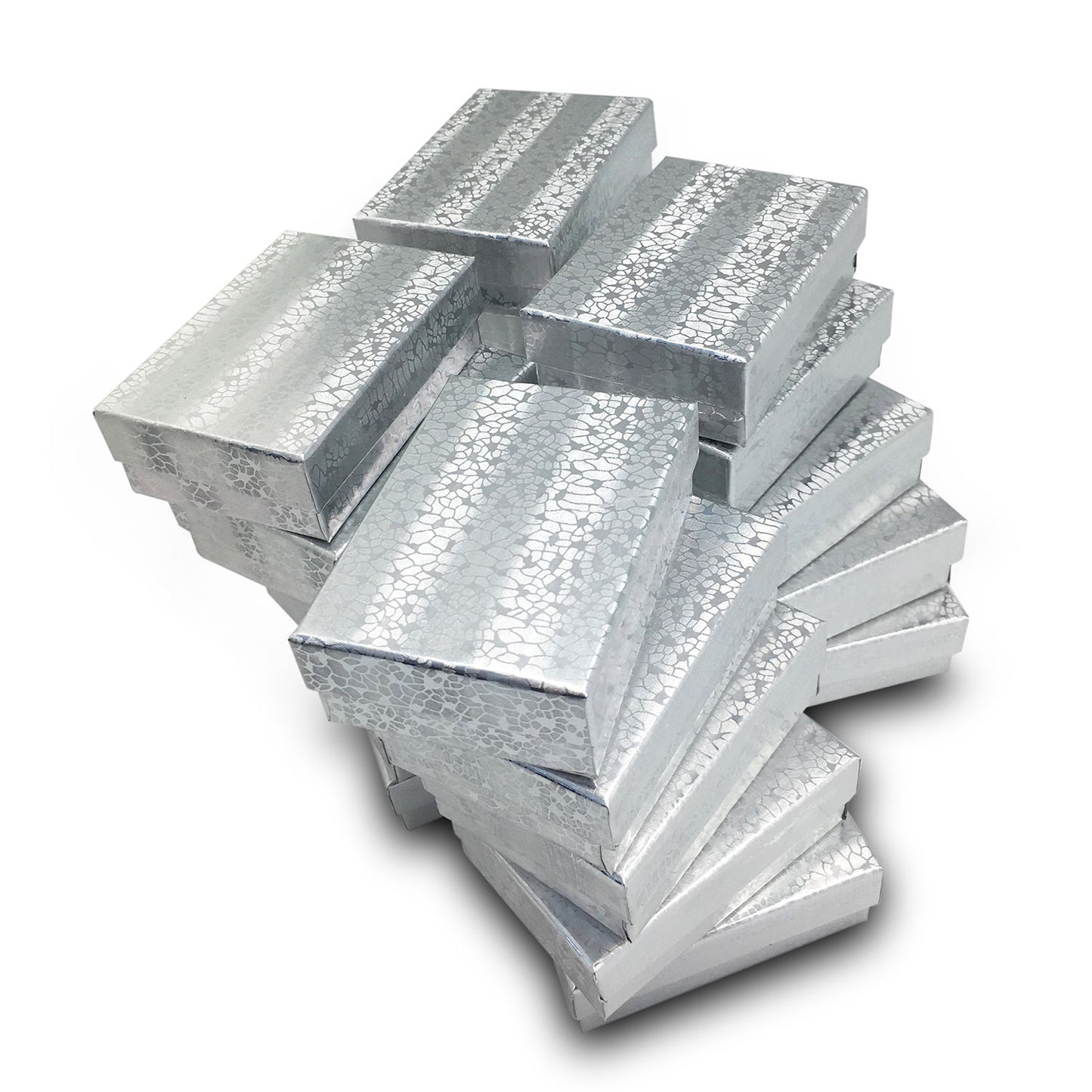 3 1/4"W x 2 1/4"D x 1"H Silver Cotton Filled Box