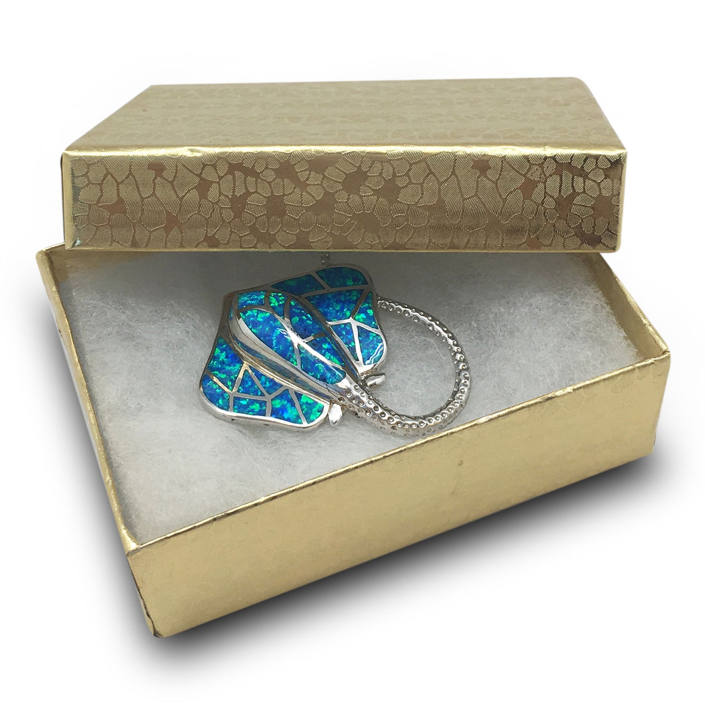 3 1/4" x 2 1/4" x 1" Gold Foil Cotton Filled Paper Box