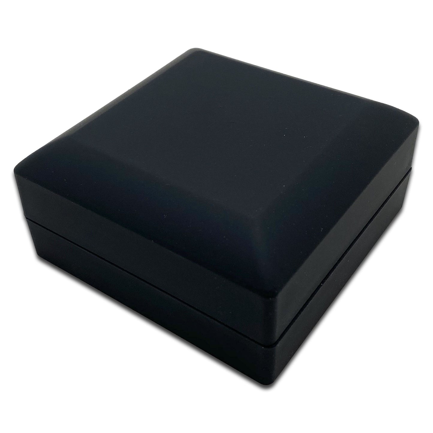 3 7/8" x 3 7/8" Matte Black Plastic Bracelet or Watch Jewelry Box with LED Light