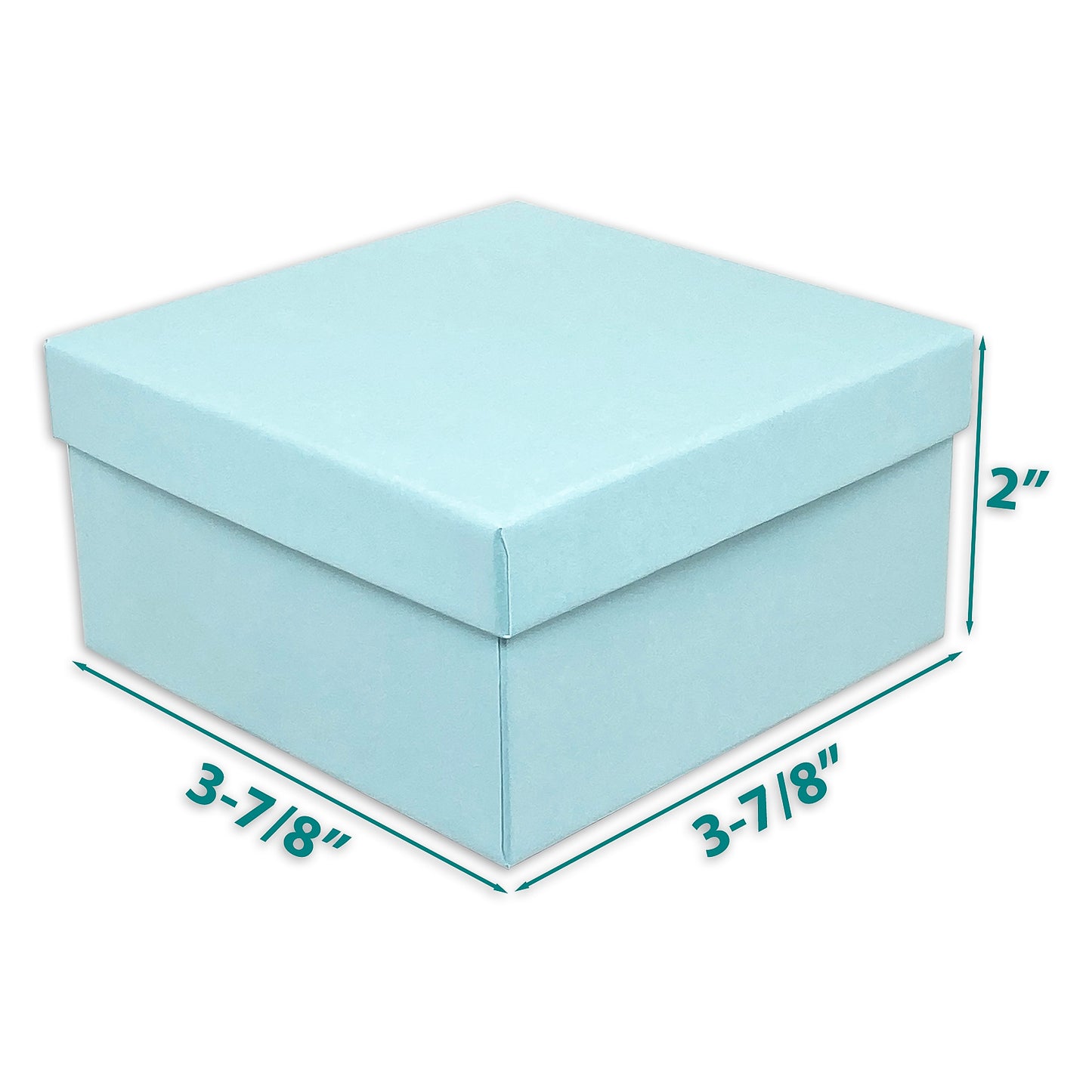3 3/4" x 3 3/4" x 2" Light Pearl Teal Cotton Filled Paper Box