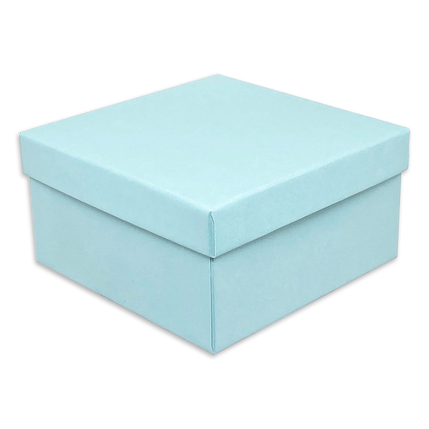 3 3/4" x 3 3/4" x 2" Light Pearl Teal Cotton Filled Paper Box