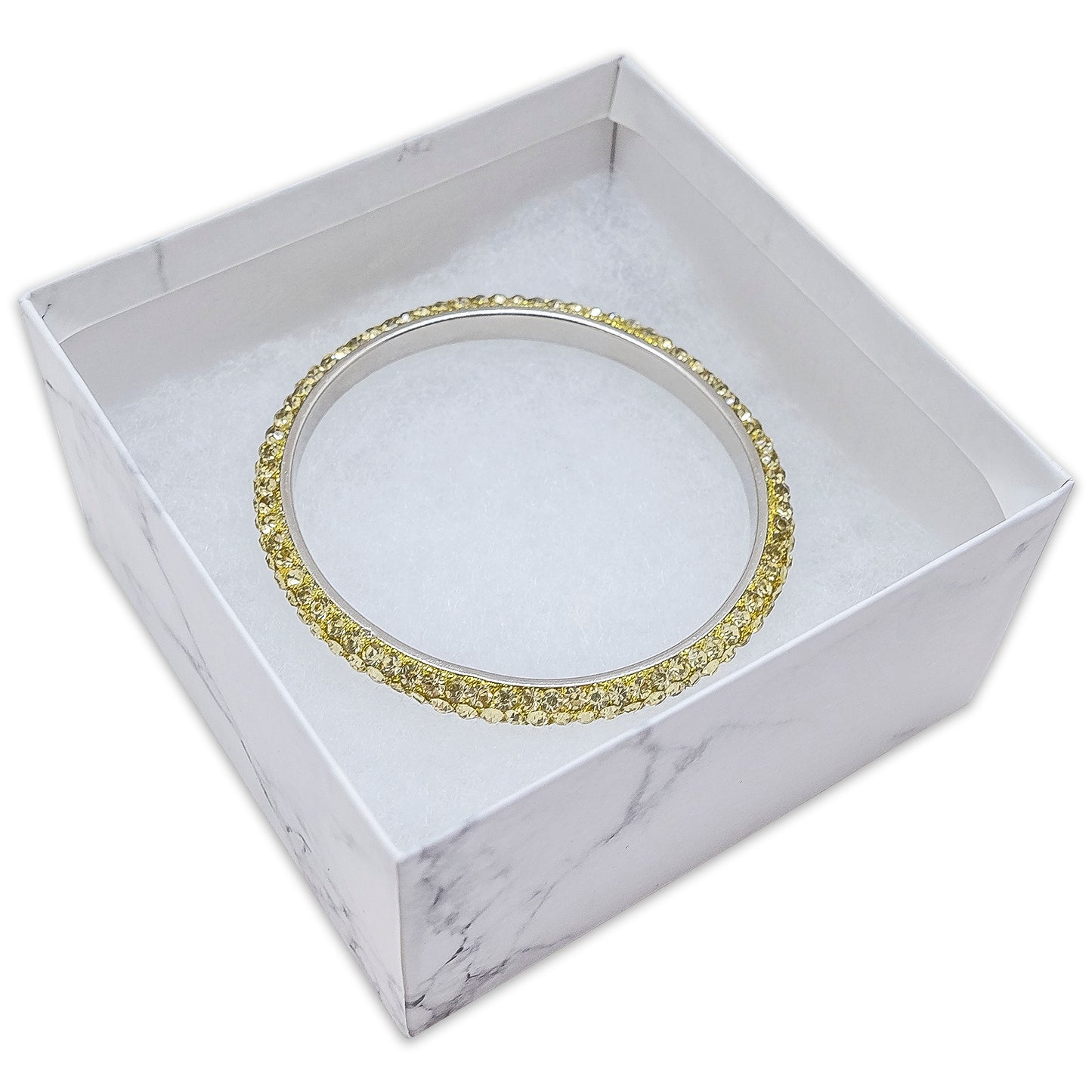 3 3/4" x 3 3/4" x 2" Marble White Cotton Filled Paper Box