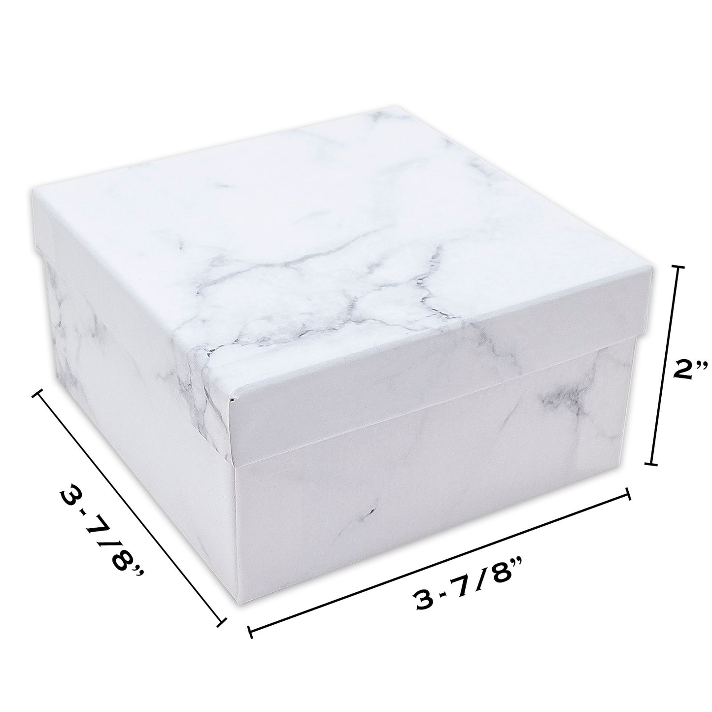 3 3/4" x 3 3/4" x 2" Marble White Cotton Filled Paper Box