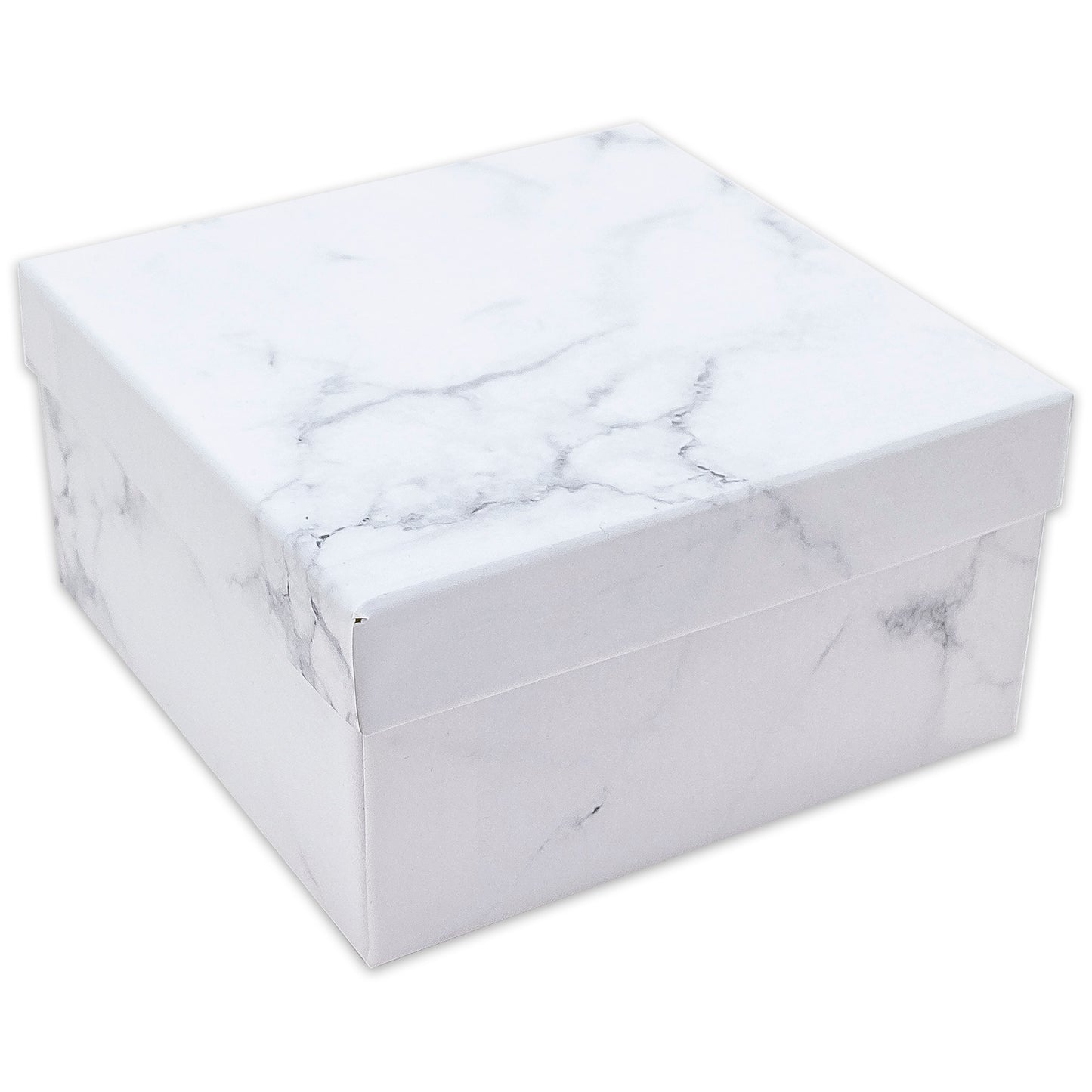 3 3/4" x 3 3/4" x 2" Marble White Cotton Filled Paper Box