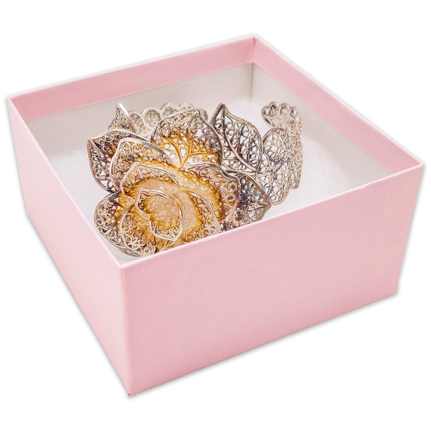 3 3/4" x 3 3/4" x 2" Pink Cotton Filled Paper Box