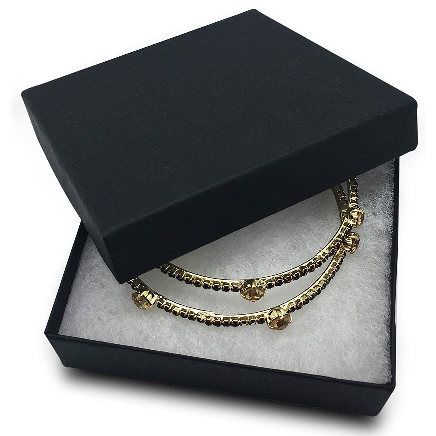 3 3/4" x 3 3/4" x 2" Matte Black Cotton Filled Jewelry Boxes