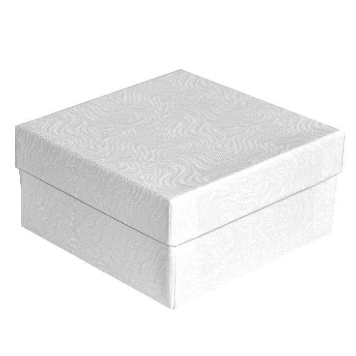 3 3/4" x 3 3/4" x 2" White Swirl Cotton Filled Jewelry Boxes