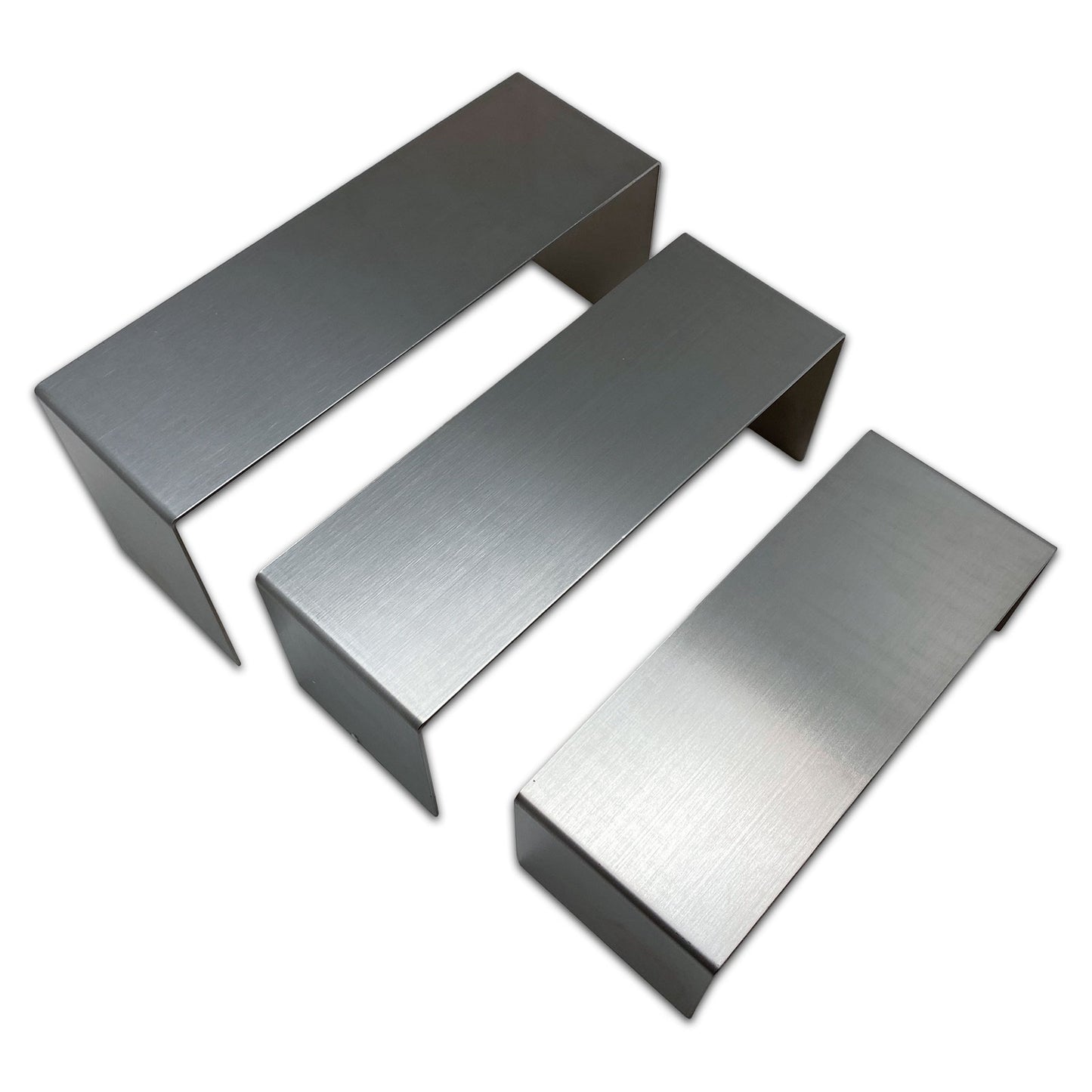 3 Piece Brushed Metal Jewelry Display Riser Set