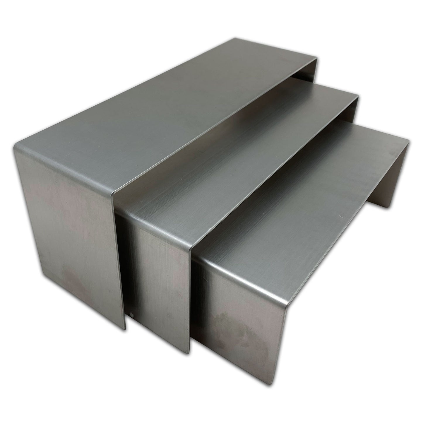 3 Piece Brushed Metal Jewelry Display Riser Set