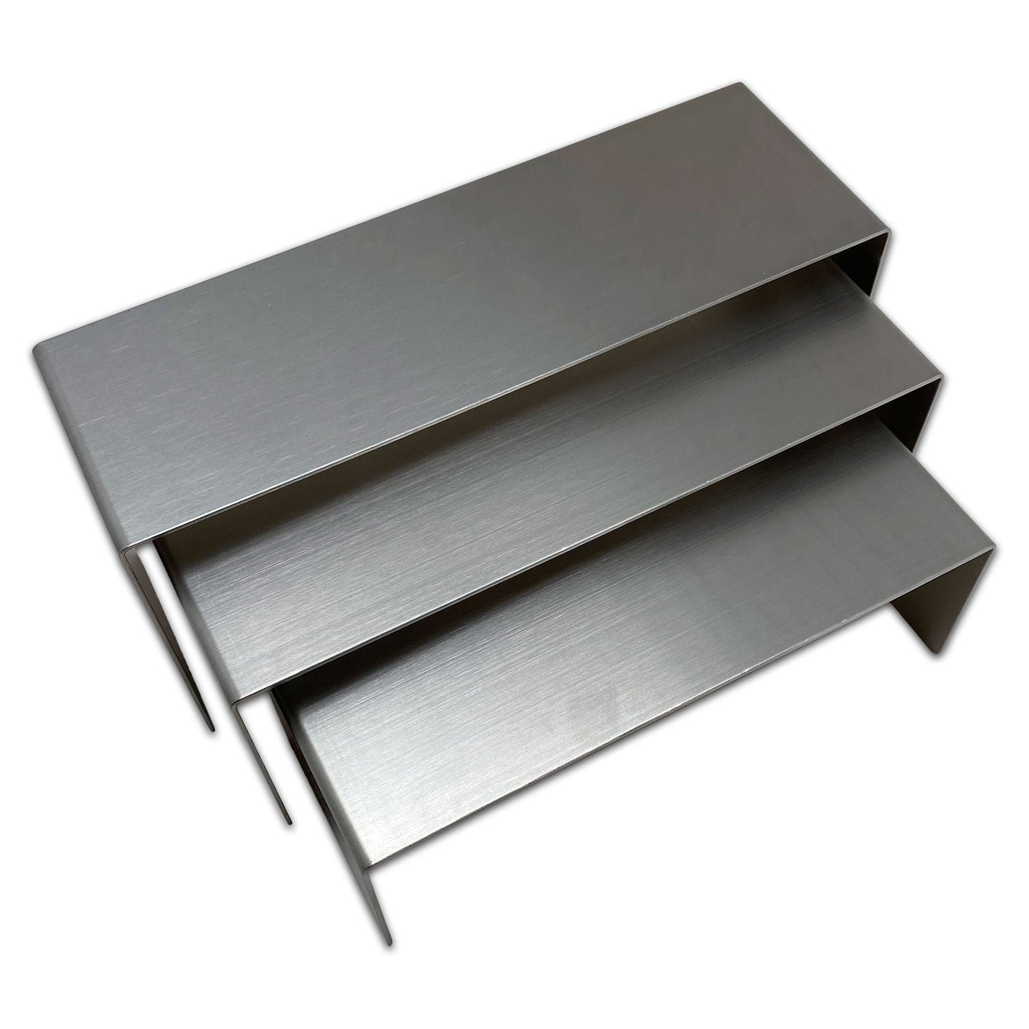 3 Piece Brushed Metal Jewelry Display Riser Set