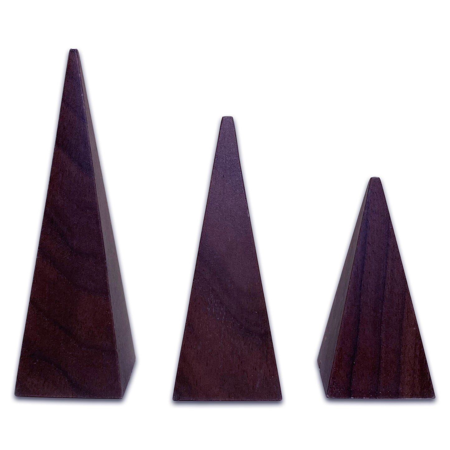 3 Piece Tiered Wood Pyramid Ring Stand Display