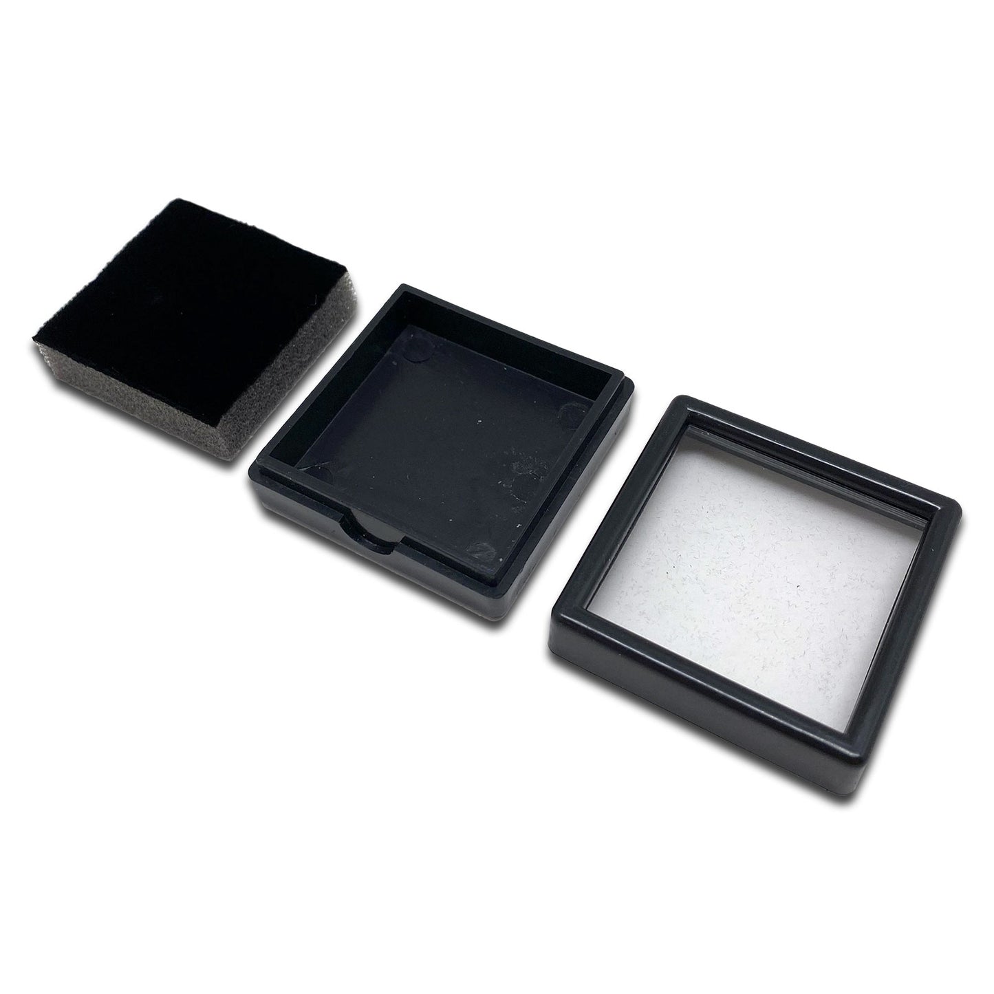 4 x 4cm Black Plastic Gemstone Box with Clear Acrylic Window Lid