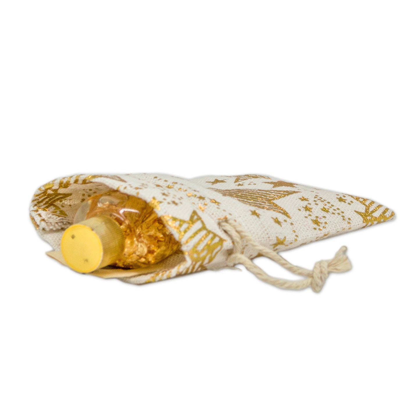3" x 4" Cotton Muslin Gold Star Drawstring Gift Bags