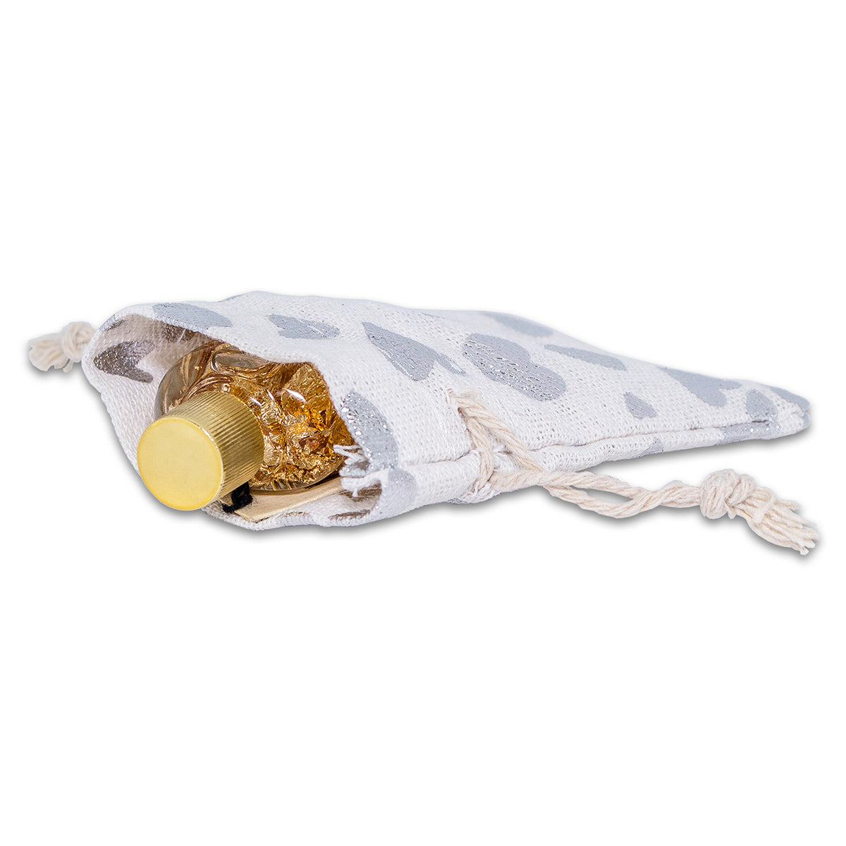 3" x 4" Cotton Muslin Silver Heart Drawstring Gift Bags