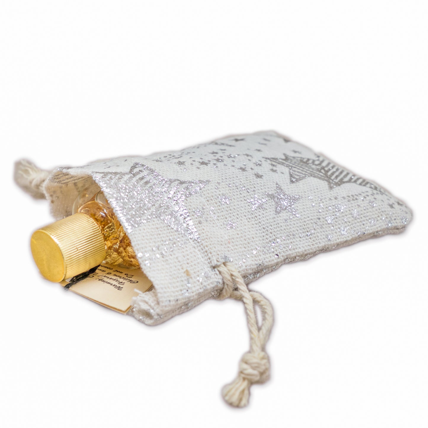 3" x 4" Cotton Muslin Silver Star Drawstring Gift Bags