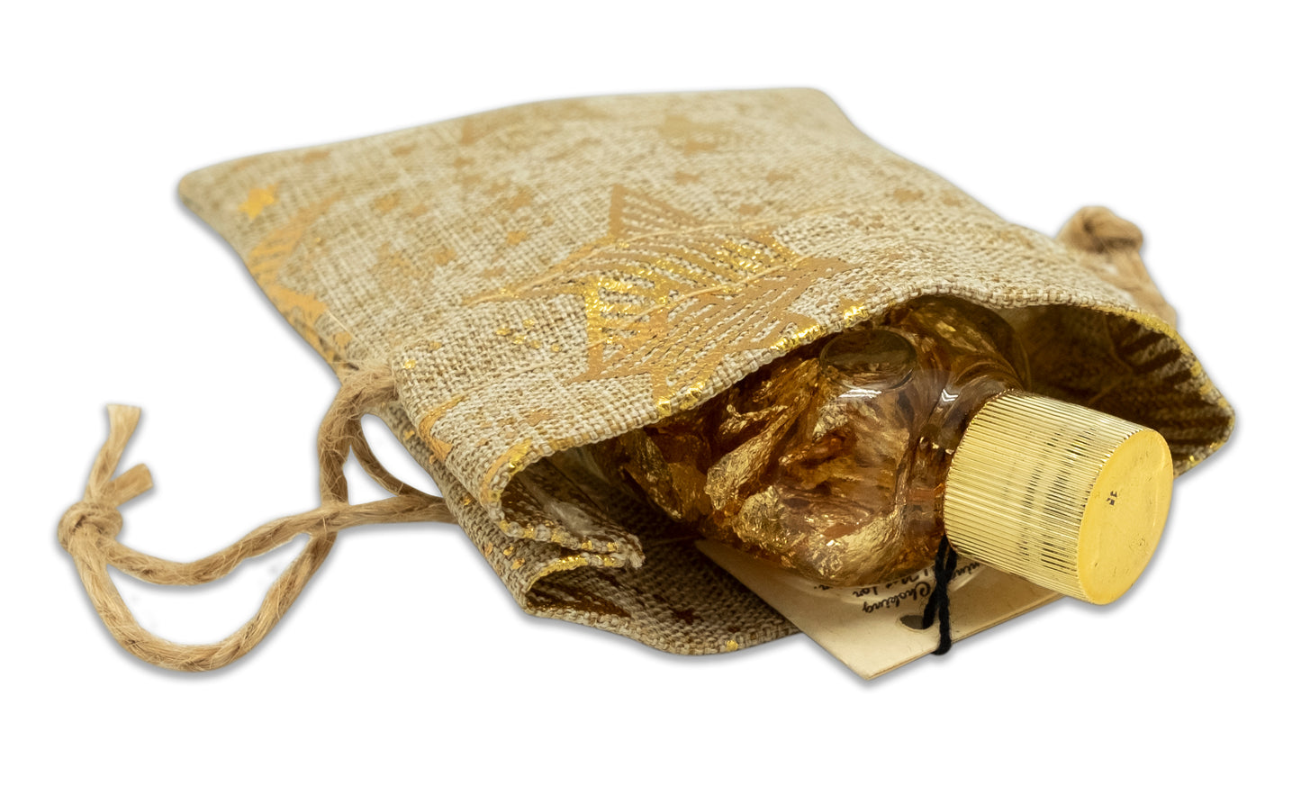 3" x 4" Jute Burlap Gold Star Drawstring Gift Bags