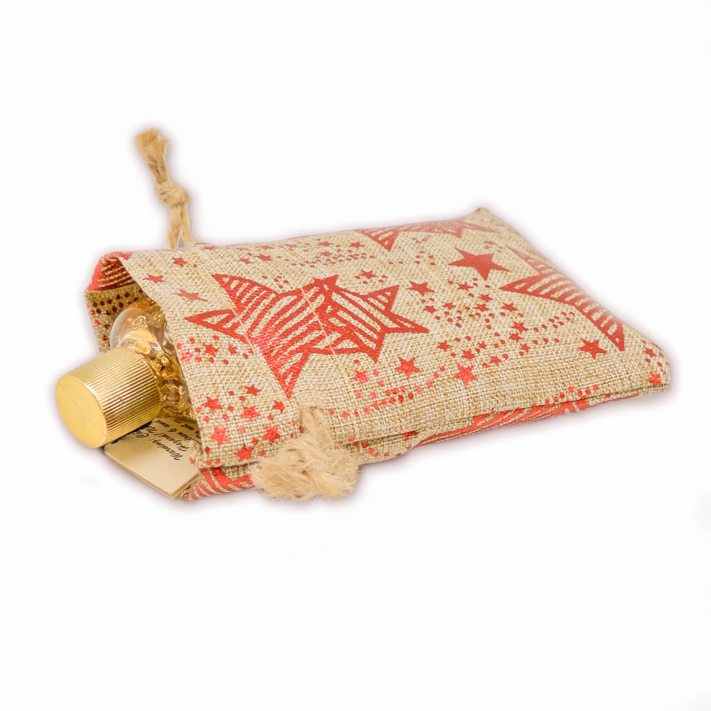 3" x 4" Jute Burlap Red Star Drawstring Gift Bags