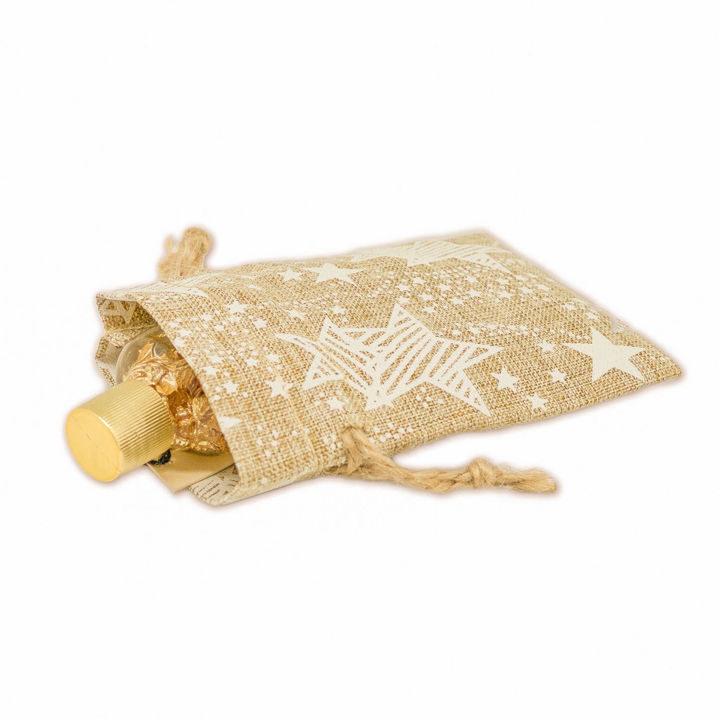 3" x 4" Jute Burlap White Star Drawstring Gift Bags