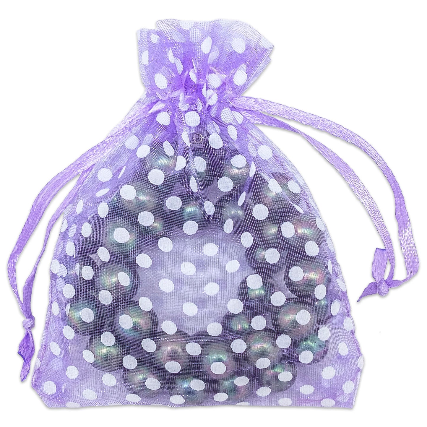 Lavender with White Polka Dot Organza Drawstring Pouch Gift Bags