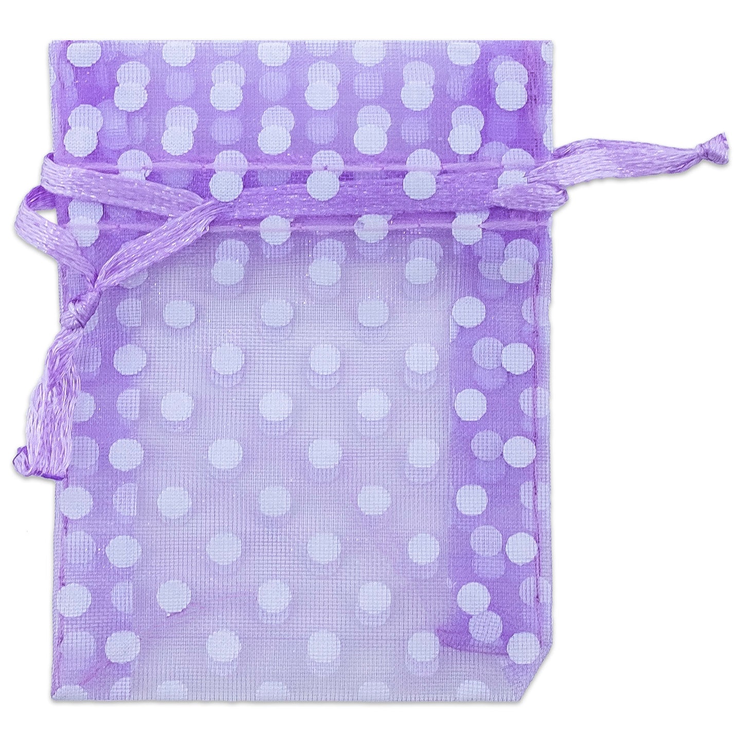 Lavender with White Polka Dot Organza Drawstring Pouch Gift Bags