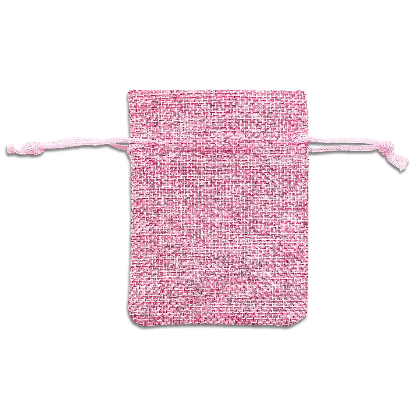 3" x 4" Pink Linen Burlap Drawstring Gift Bags