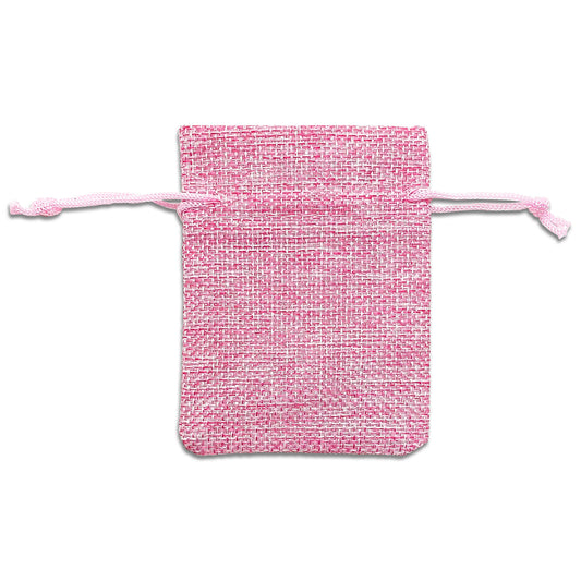 3" x 4" Pink Linen Burlap Drawstring Gift Bags