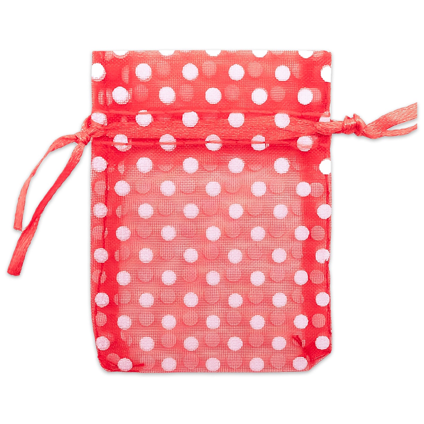 Red with White Polka Dot Organza Drawstring Pouch Gift Bags