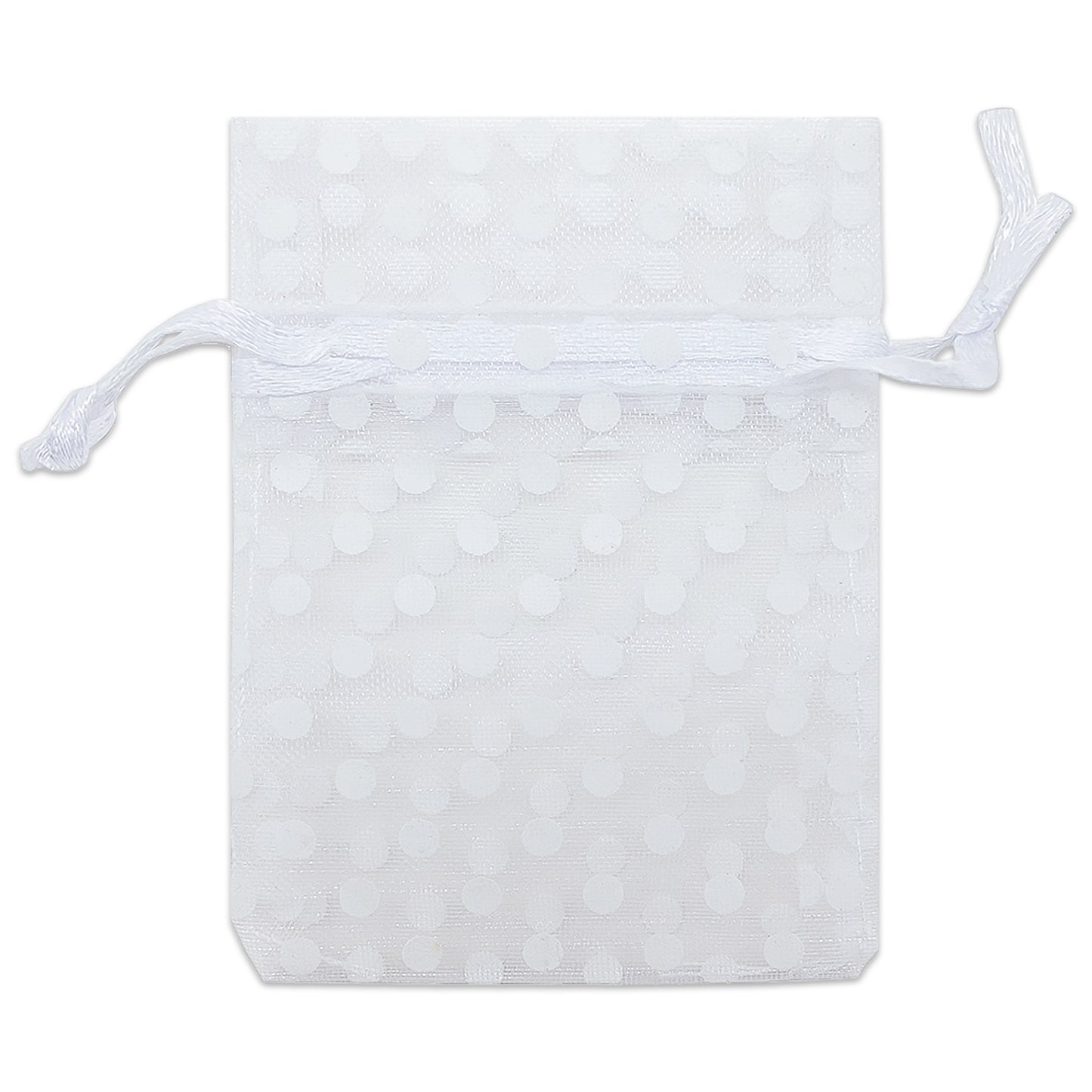 White with White Polka Dot Organza Drawstring Pouch Gift Bags