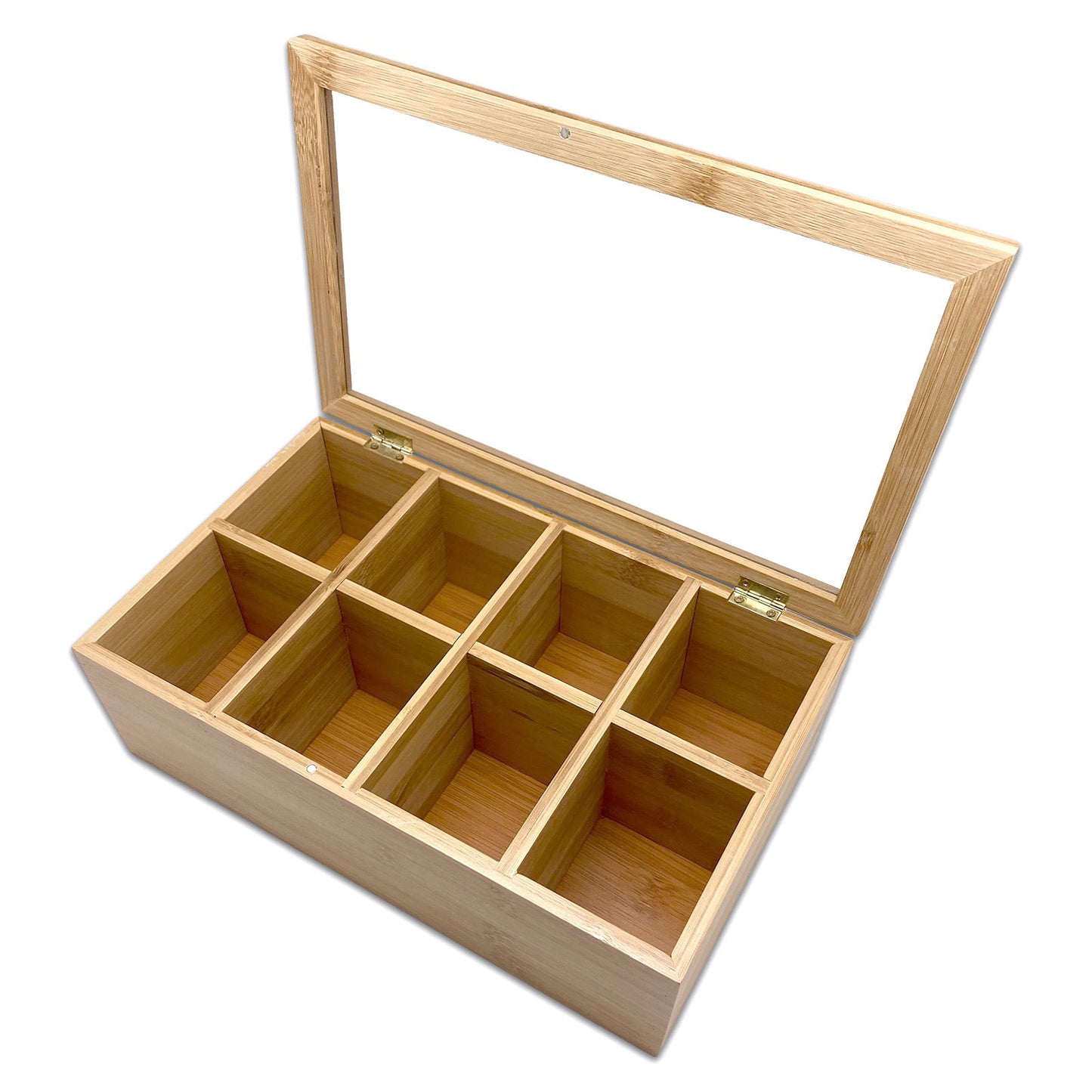 11.8" x 7" 8 Compartment Bamboo Jewelry Organizer Case