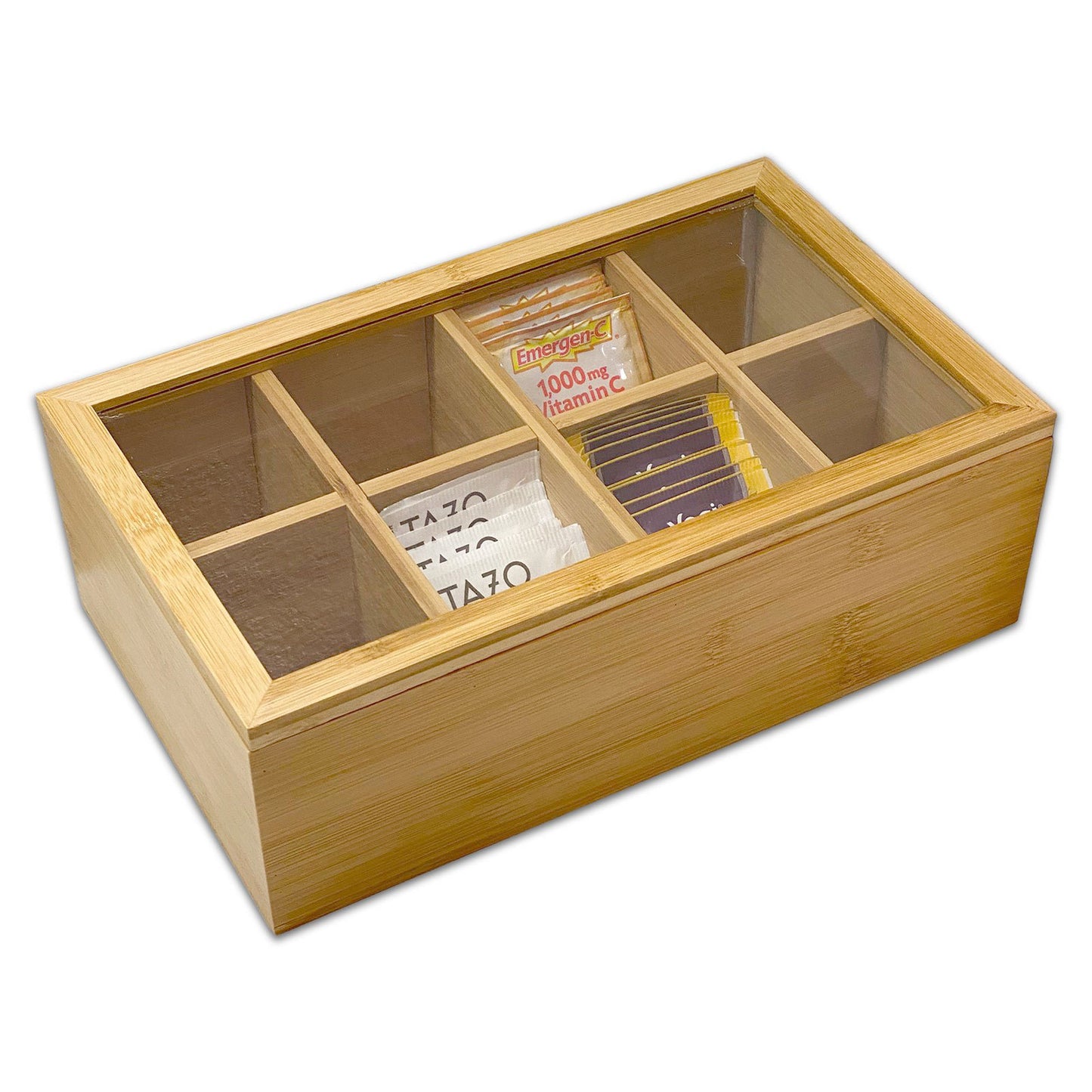 11.8" x 7" 8 Compartment Bamboo Jewelry Organizer Case