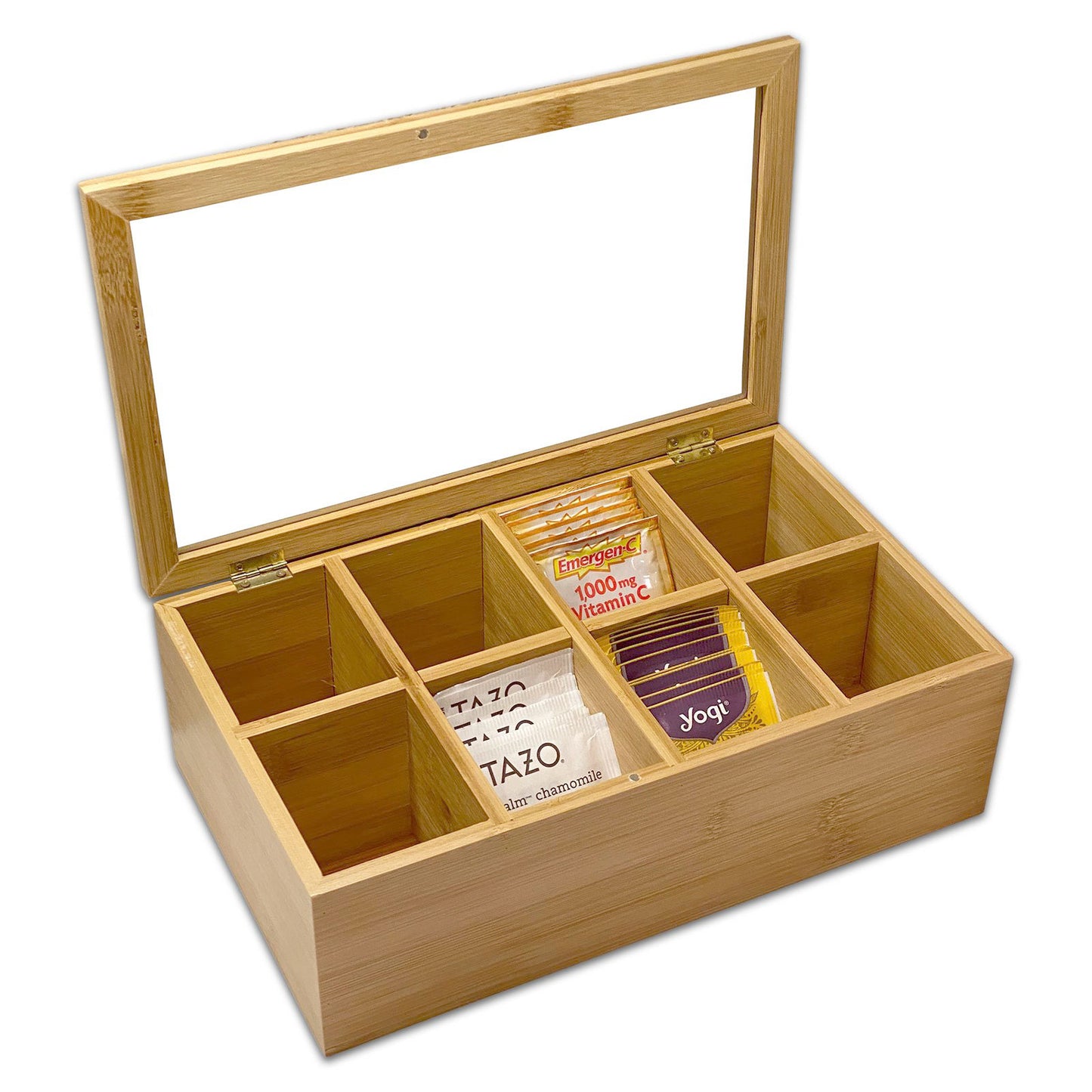 11.8" x 7" 8 Compartment Bamboo Jewelry Organizer Case