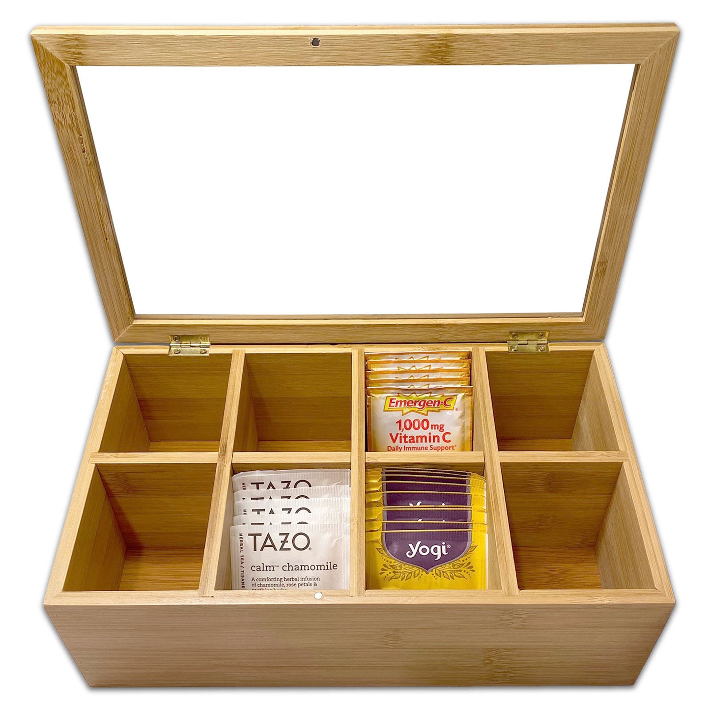 11.8" x 7" 8 Compartment Bamboo Jewelry Organizer Case