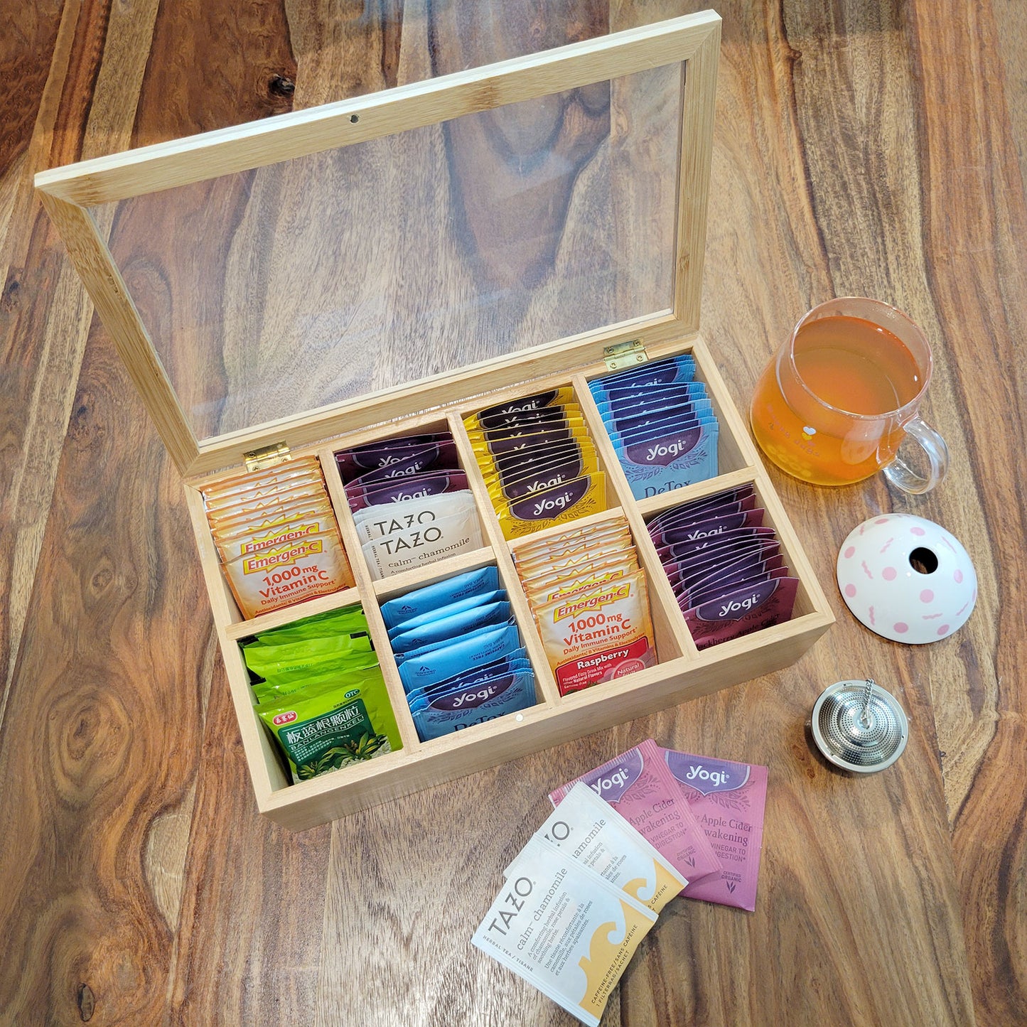 11.8" x 7" 8 Compartment Bamboo Jewelry Organizer Case