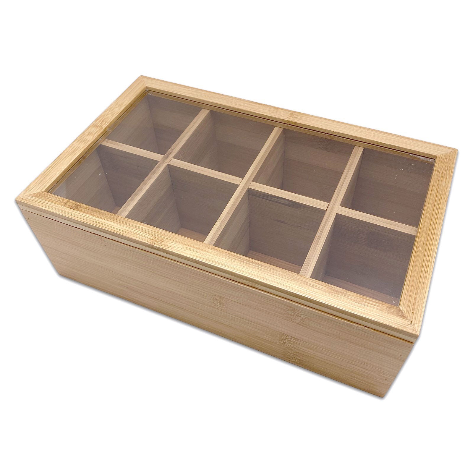 30 x 18 x 9cm Bam & Boo 8 Compartment Bamboo Jewelry Organizer Case