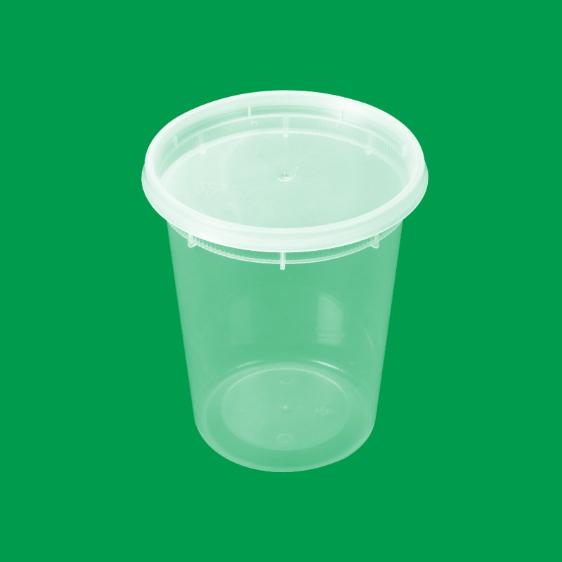 32 oz Deli Food Storage Container Cups with Lids (24 Pack)